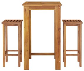 Conjunto de bar para jardim 3 pcs madeira de acácia maciça