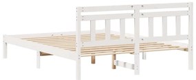 Estrutura da Cama Branco 160 x 200 cm Madeira de pinho maciça
