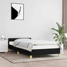Estrutura de cama sem colchão 100x200 cm tecido preto