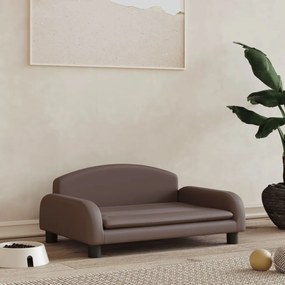 vidaXL Cama para cães 70x45x30 cm couro artificial castanho