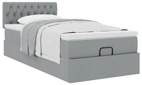 Estrutura cama otomana colchão 80x200 cm tecido cinzento claro