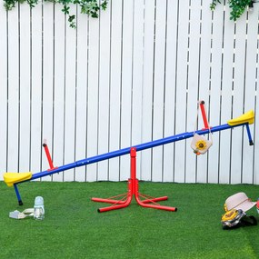 Outsunny Balanço giratória 360º para crianças acima de 3 anos com base de 4 hastes, postes de parada e alças de fácil aderência Jardim Pátio 182x77x43 cm Multicolor