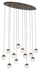 Candeeiro de suspensão design bronze escuro com vidro transparente 12 luzes - Inge