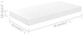 Prateleira de parede suspensa 50x23x3,8 cm MDF branco