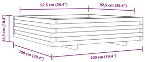 Vaso/floreira jardim 100x100x26,5 cm pinho maciço castanho mel