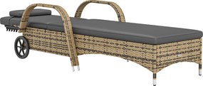 Espreguiçadeira de praia com colchão, inclinação ajustável em várias posições, apoios de braços e rodas, 200 x 73 x 30-103 cm, amarela