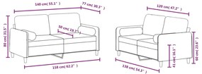 2 pcs conjunto de sofás com almofadas veludo preto