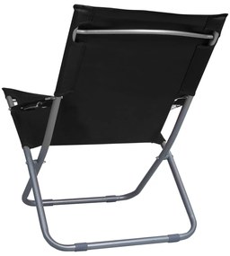 Cadeiras de praia dobráveis 2 pcs tecido preto