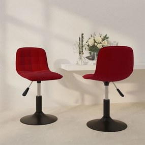 vidaXL Cadeiras de jantar giratórias 2 pcs veludo vermelho tinto