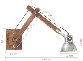 Candeeiro de parede redondo estilo industrial E27 prateado