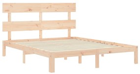 Estrutura de cama com cabeceira 160x200 cm madeira maciça