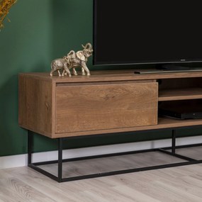 Conjunto de Mobiliário de Sala de Estar Laxus – Nogueira/Preto – TV: 1