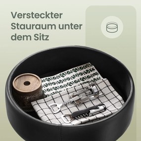 Banco de bar giratório em 360°, 41 x 41 x (61,5-81) cm com altura ajustável, com espaço de arrumação preto