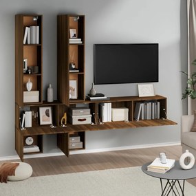 Móvel de TV de parede madeira processada cor carvalho castanho