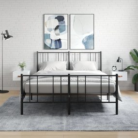 vidaXL Mesas de cabeceira parede 2 pcs 35x35x20 cm branco brilhante