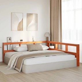 Estante cabeceira forma de L 180 cm pinho maciço castanho-mel