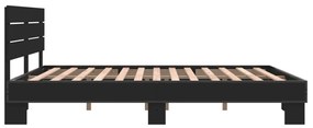 Estrutura de cama 160x200 cm derivados de madeira/metal preto