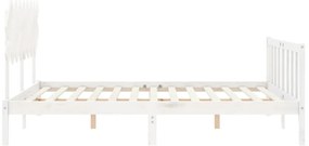Cama sem colchão 160x200 cm madeira de pinho maciça branco