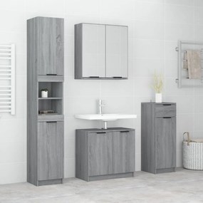 vidaXL 4 pcs conj. móveis casa de banho derivados madeira cinza sonoma