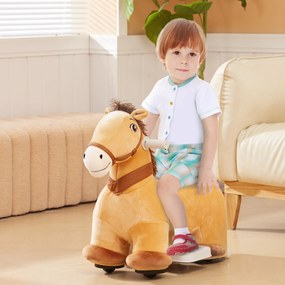 Cavalo Elétrico para Crianças de 18 a 36 Meses Cavalo de Brincar Elétrico com Bateria 6V e Música 69x34x53 cm Castanho