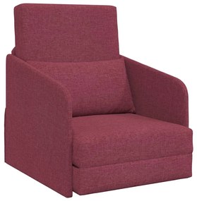 Sofá Cama de Chão 2-em-1 Vermelho Vinho 65x80x83 cm Tecido