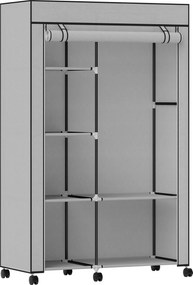 HOMCOM Roupeiro de Tecido Dobrável com 6 Prateleiras 1 Barra de Pendurar e Rodas para Dormitório Vestidor 103x43x162,5 cm Cinza | Aosom Portugal