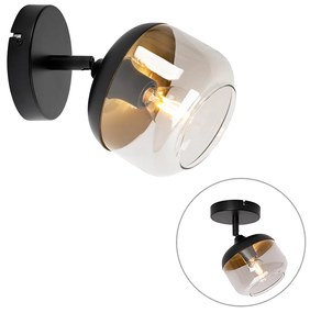Foco de teto design preto com dourado e vidro fumê - Kyan Design