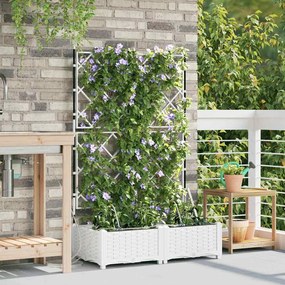 vidaXL Plantadores de Jardim com Sistema de Irrigação por Água - 2 peças Brancas