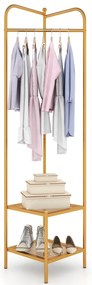 Guarda Roupa de canto 2 em 1  para roupa com gancho superior e 2 prateleiras Economia de espaço 42,5 x 42,5 x 193,5 cm Dourado