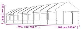 Tenda de Eventos com telhado 20,07x4,08x3,22 m polietileno branco