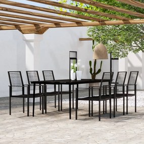 vidaXL 7 pcs conjunto de jantar para jardim preto