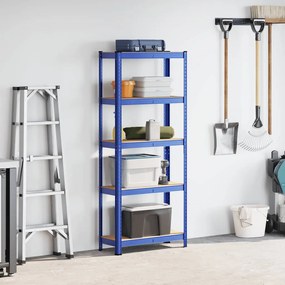 5-Layer Storage Shelf Blue Steel&amp;Madeira de engenharia