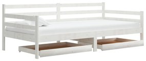 Sofá-cama com gavetas 90x200 cm pinho maciço branco