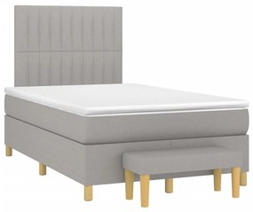 vidaXL Cama boxspring com colchão 120x190 cm tecido cinzento-claro