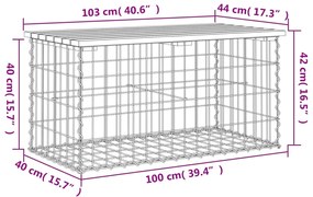Banco de jardim c/ design gabião 103x44x42 cm pinho impregnado