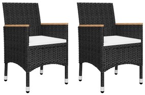 3 pcs conjunto de jantar para jardim preto