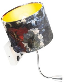 LED Candeeiro de parede moderno branco com flores de veludo - Brescia Moderno