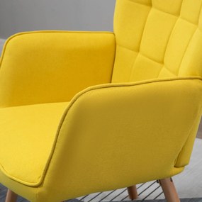 Poltrona WingBack Tufo - Amarelo - Design Nórdico