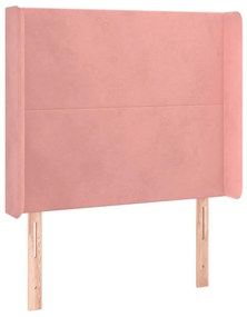 Cabeceira de cama c/ luzes LED veludo 93x16x118/128 cm rosa