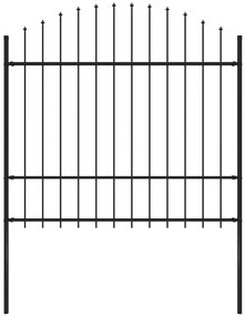 vidaXL Cerca de jardim com topo em lanças (1,5-1,75)x1,7 m aço preto
