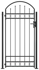 Portão de cerca com topo arqueado e 2 postes 105x204 cm preto