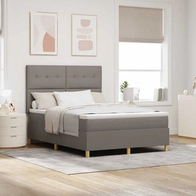 vidaXL Cama Box Spring com Colchão Taupe 140x190 cm Tecido