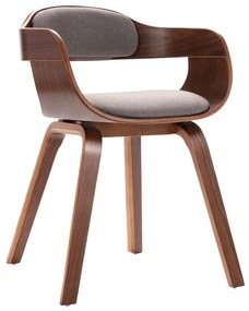 Cadeira jantar madeira curvada e tecido cinza-acastanhado