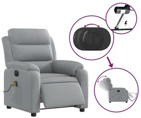 Poltrona de massagens reclinável elétrica tecido cinzento-claro