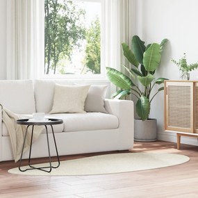 Tapete de Área Creme 100x200 cm Poliéster Antiderrapante