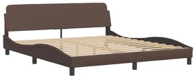 Cama com colchão 180x200 cm couro artificial castanho