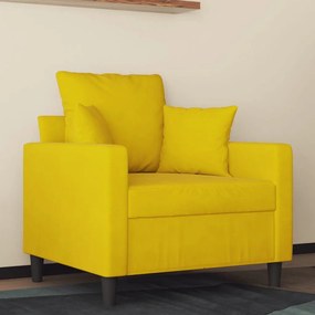 Poltrona Cinha - Cor Amarelo - 78x77x80 cm - Em Veludo e Estrutura em