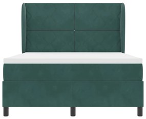 Cama box com colchão verde escuro, 140x190 cm, em veludo