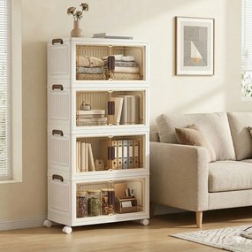 Caixas com tampa Organizador com rodas 32,5 x 60 x 120 cm, 4 níveis, Branco