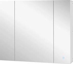 kleankin Armário Casa de Banho com Espelho e Luzes LED Armário com Espelho Casa de Banho com Prateleiras Ajustáveis e USB 90x15x75 cm Branco | Aosom Portugal